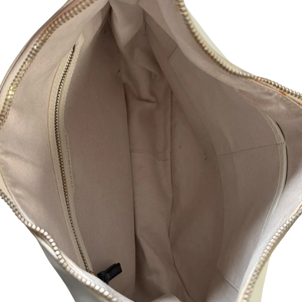 Tommy Hilfiger 100% Leather Cream Hobo Shoulder Bag Scarf‎ Handle White Large